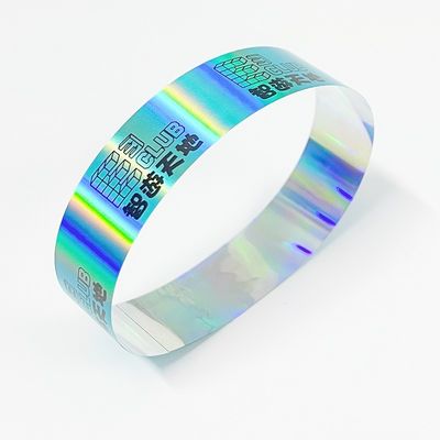 Fabrik Großhandel Laser Glitter Flash Armband kundenspezifischer Stil Barcode Logo Papier Armband für Veranstaltungen