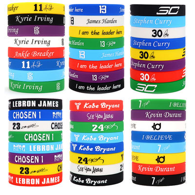 Custom gedruckte Silikon Armbänder Basketball Spiele Star Ball Promotion Mehrfarbiger Nachtglanz Leuchtendes Silikonband