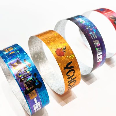 Veranstaltung Glänzendes Glitter Werbearmband Wasserdichtes Laserstern Papier Armband Erwachsene Kinder Veranstaltungen Eintrittsarmband