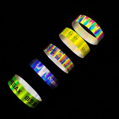 Fabrik Großhandel Laser Glitter Armband Weich dünn Custom Style Barcode Logo glänzendes Laser Papier Armband Für Veranstaltung