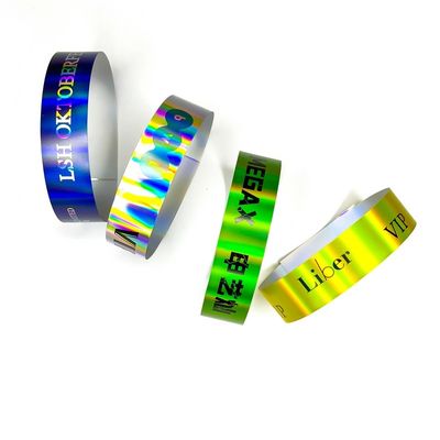Anpassung Laser Glitter Armband Veranstaltung Konzert Festival Neon Regenbogen Laser Glanz Laser Werbepapier Armband