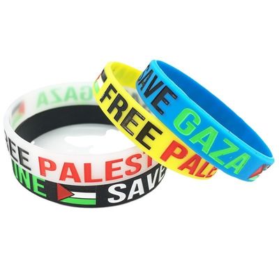 Slogan Schlagwort Druck Silikon Armbänder Custom Flaggenfrei Palästina retten Gaza Souvenir Silikon Armbänder