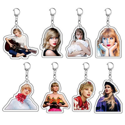Fabrik Custom Holographische Acryl Schlüsselkette Star Singer Taylor Swift Bild Druck Schlüsselring Acryl Schlüsselkette