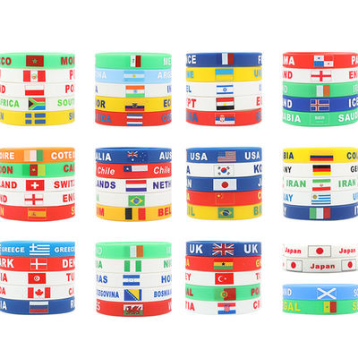 Custom National Day Silikon Armband Fußball Weltmeisterschaft Nationalflagge Gummi Großbritannien USA Landflagge Armband