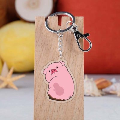 Karikaturcharakter Gravity Falls Drucktransparenter Acryl-Schlüsselhalter mit Metallring zum dauerhaften Geschenk