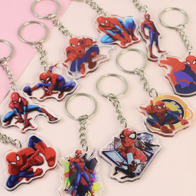 Durchsichtige Acryl-Schlüsselketten für die Zeichentrickfigur Spider-Man mit Metallring