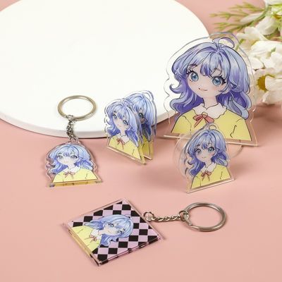 Hersteller Custom Cartoon Muster gedruckte Acrylschlüsselkette niedliche Karikatur Cartoon Charakter Tasche Charm Acrylschlüsselkette