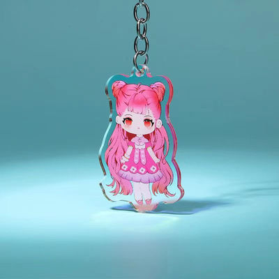 Hersteller Custom Muster gedruckte Acrylschlüsselkette niedliche Karikatur Cartoon Charakter Tasche Charm Acrylschlüsselkette