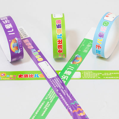 Custom Event PP synthetisches Papier Armband Party Park Pool Logo gedruckt Wasserdicht Eintritt Armbänder