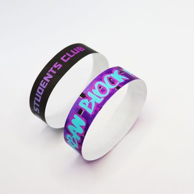 Custom Logo Tyvek Papier Armbänder wasserdicht Vollfarbdruck Armband mit Schnappverschluss