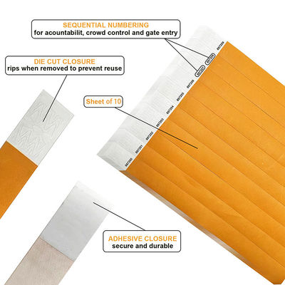 Benutzerdefiniertes Logo Sequentielle Nummerierung Tyvek Armband Pool Wasserdicht Vollfarbdruck Einweg-Armband Handgelenk Banad