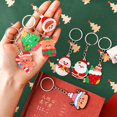 Festliche Weihnachtsschneemann Schlüsselring mit transparenten Acryl- und Metallbefestigung