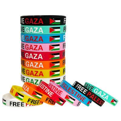 Custom Flag Silicone Armbänder für Souvenir des freien Palästina retten Gaza gedruckte Logo