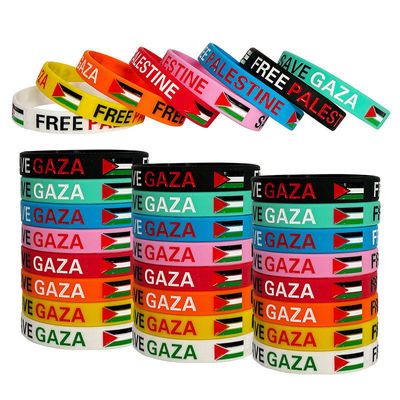 Silikonslogan Wachwort Druck Armbänder Maßgeschneiderte Flagge Frei Palästina Gaza retten Souvenir Silikon Armbänder