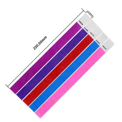 Vollfarbiger Druck Einstellbare Tyvek-Papier-Armbänder für verbesserte Ereignissicherheit Sequenznummerierung Barcode enthalten
