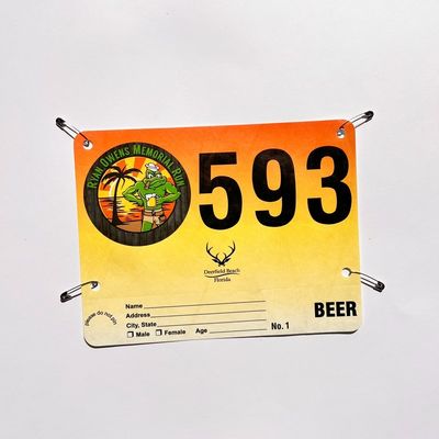 Erwachsene Marathonläufer Tyvek Bib mit individuell angepasstem wasserdichtem Design in Weiß Rot Blau