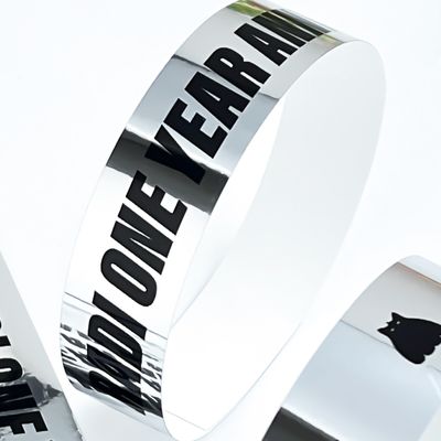 Modisches Silber-Holographisches Einweg-Weichpapier-Armband Glitter-Stil Event-Eintrittskarte mit gedrucktem Logo